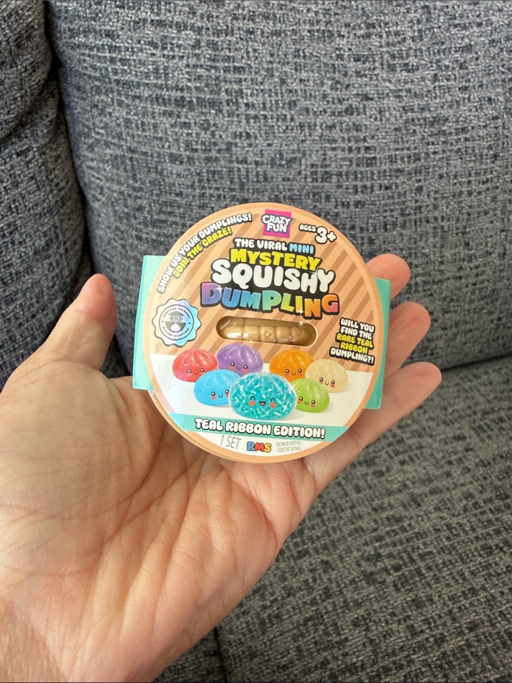 BNIB RMS The Viral MINI Mystery Squishy Dumpling: Teal Ribbon Edition